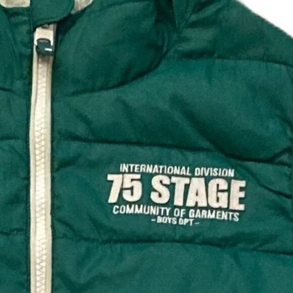 Zara Boys Green Puffer Vest Hooded Quilted Jacket Size 7/8 Down Filled - Picture 8 of 11